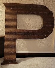 Vtg. Rustic Large Industrial Steel Letters Metal Farmhouse Sign Lettering "P"