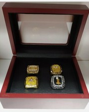 Shaquille O'Neal - Championship 4 Ring Set With Wooden Display Box.. Lakers Heat
