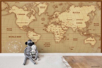 3D World Map Wallpaper Wall Murals Removable Wallpaper 3