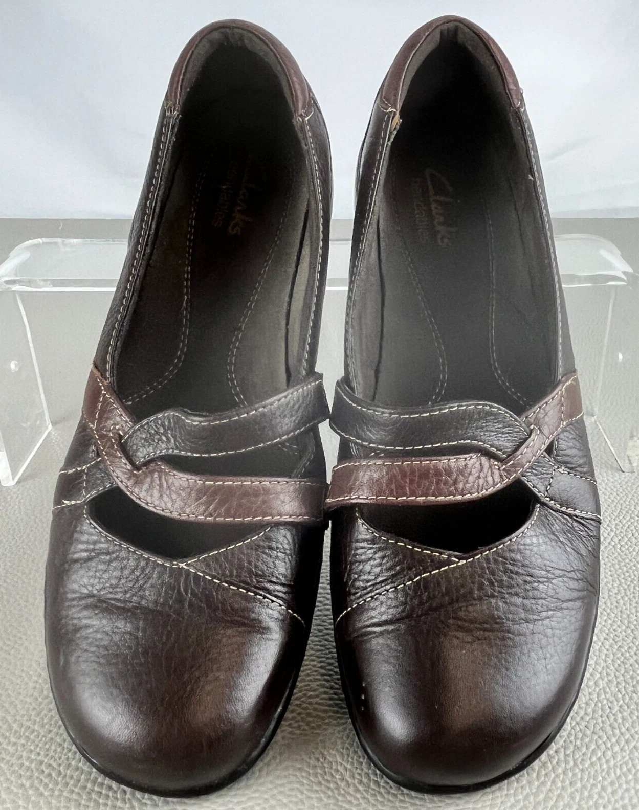 Scarpe basse Clarks donna Sixty Cruise Ballet marroni in pelle cinturino a croce 8M