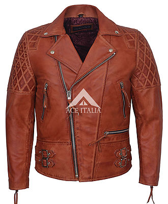 Herren Lederjacke CHESTNUT Motorrad Style 'RECKLESS REAL NAPA JACKET 233