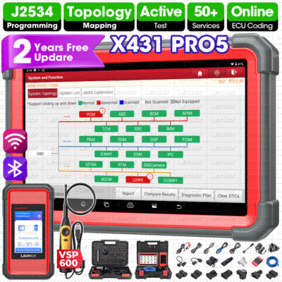 2025 LAUNCH X431 PRO5 PAD V + Car Diagnostic Scanner I*M*M0 Key Programming TPMS