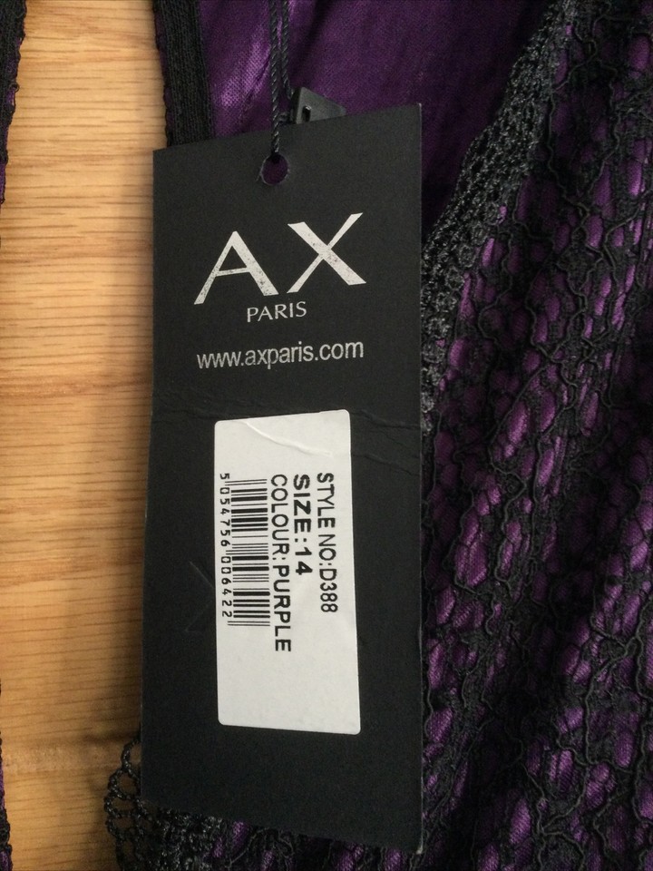 Ladies Black/ Purple Dress By AX Paris Size 14 BNWT eBay