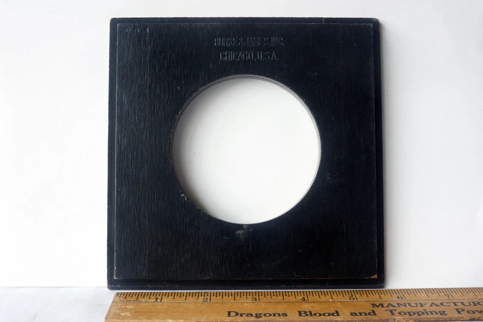 Original Grey Burke & James 6 x 6" Wooden Lens Board 81mm Hole Rare Find - Image 4 of 4