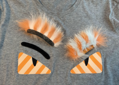 Authentic Fendi women's MONSTER EYES T-SHIRT WITH FOX FUR, GREY Authentic Fendi women's MONSTER EYES T-SHIRT WITH FOX FUR, GREY