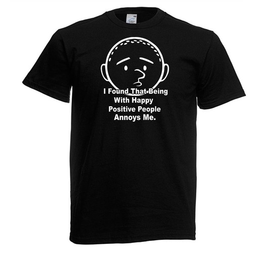 Mens Positive People Annoy Me Karl Pilkington TV Quote Unisex Black T-Shirt - Picture 1 of 8