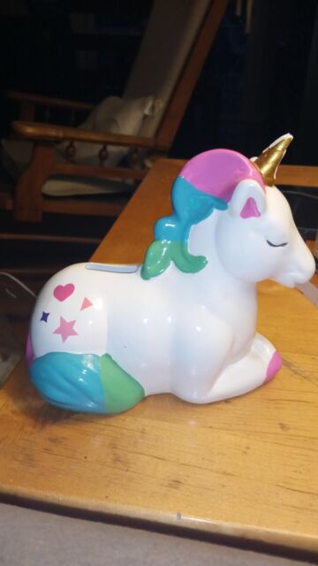 Ceramic Unicorn Sleeping Unique Coin Bank Home Decor-Porcelain Chip on Side/Horn Ceramic Unicorn Sleeping Unique Coin Bank Home Decor-Porcelain Chip on Side/Horn