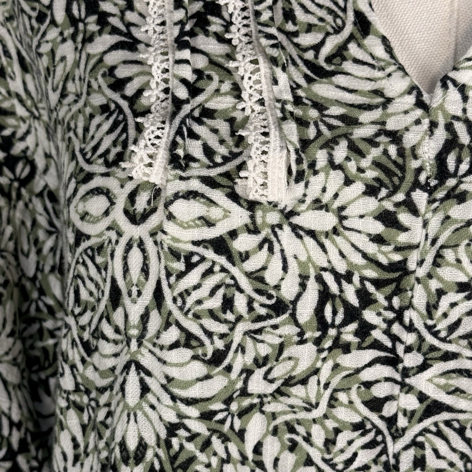 Zara Printed Short Gray Green Floral Cotton Casual Dress, Size XS EUC thumbnail 17