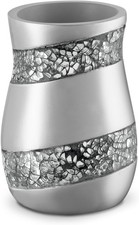 Silver Mosaic Bathroom Cup - Electric Toothbrush and Toothpaste Holder for