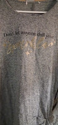 Women's Gray Heathered Top Shirt ''Don't Let Anyone Dull Your Sparkle'' Side Tie S
