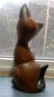 Vintage Wooden Cat Figurine Hand Carved Painted Black Brown Blue Eyes 6.5 in. H — photo 5