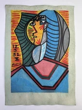 Pablo Picasso COA Art Painting Original Drawing Vintage Paper Signed