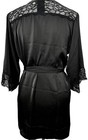 H&M Robe Black Satin Lace size XS S Tie Waist Kimono Loungewear Lingerie Pinup — photo 4