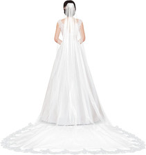 Amosfun Hochzeitsschleier Lang Ivory Brautschleier Einschichtig 300X63 Zoll Eleg