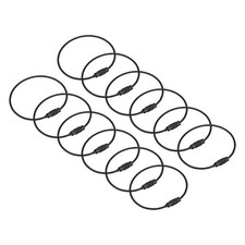 12Pack Cable Key Rings, 6-inch 155mm Wire Keychain Twist Loops, Black