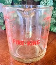 VTG 2 Cup Fire King BLOCK LETTERING Graduated Measuring Cup 1 Pt /16oz ~ 498