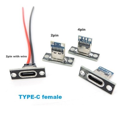2/4Pin TYPE-C female charging Jack 2 solder USB-C Micro belt cable Flat Plug