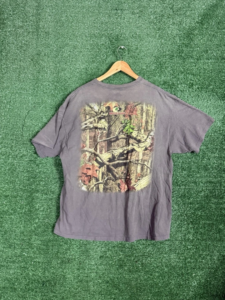 Camiseta Gráfica De Colección Y2K Roble Mossy Ciervo Talla 2XL Gris Desteñido Grunge Foto 3 de 4