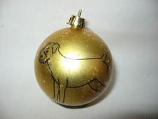 NEW HANDPAINTED BORDER TERRIER UNBREAKABLE GOLD CHRISTMAS ORNAMENT 2 1/2"