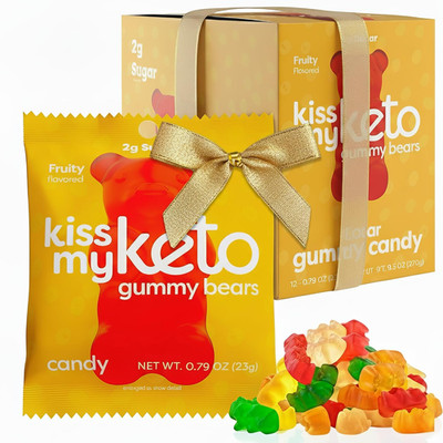 Sugar Free Gummy Bears, 12-Pack   Satisfy Cravings While Staying in Ketosis   Hi