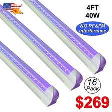 16 Pack 40W 4FT UV LED Black Light Bar with US Plug Christmas D cor Glow Party