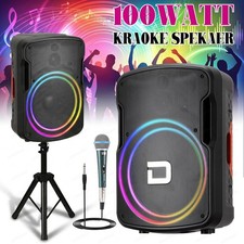15" Portable Party Bluetooth Speaker Heavy Bass Sound w/ LED Lights, Stand  Mic
