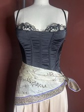 Victoria s Secret Lace Up Corset Bra Bustier Size XS Black Satin Lace Detail