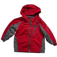 Columbia Toddler Boys Red Grey Hooded Windbreaker Jacket 2T