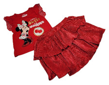 Disney Girls' 2-Piece Outfit Minnie Mouse Red Top  Ruffled Skirt Set Size 6