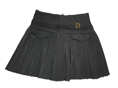 Black Pleated Mini Skirt with D (Dior Style) Accent Unbranded
