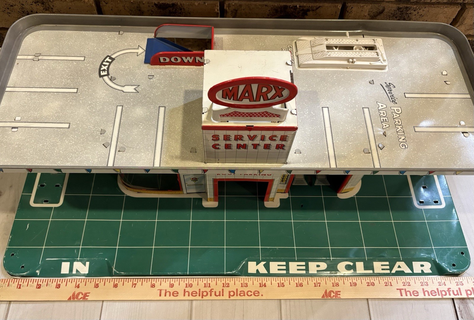 Marx Tin Litho Service Center Gas Station Vintage