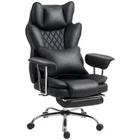 HOMCOM Office Chair, High Back Leathaire Desk Chair for Home, Black