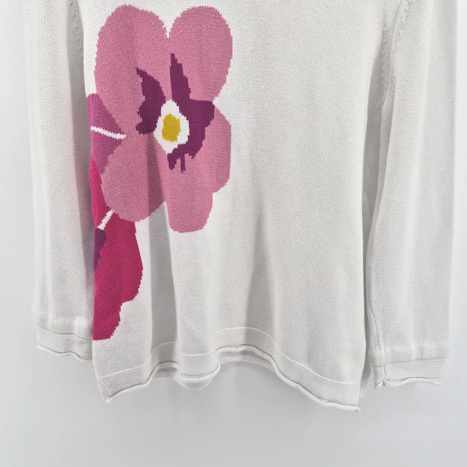 Suéter tejido Coldwater Creek para mujer blanco estampado floral talla mediana Cottagecore Foto 3 de 4