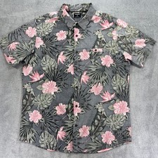 Hurley Men's Short Sleeve Tropical Leaf Print Button-Up Shirt — listing 5