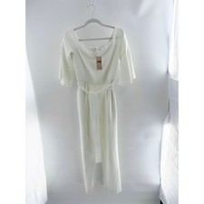 Eliza J Ruffle Sleeve Boat Neck Belted Wide Leg Jumpsuit White Women's Size 6