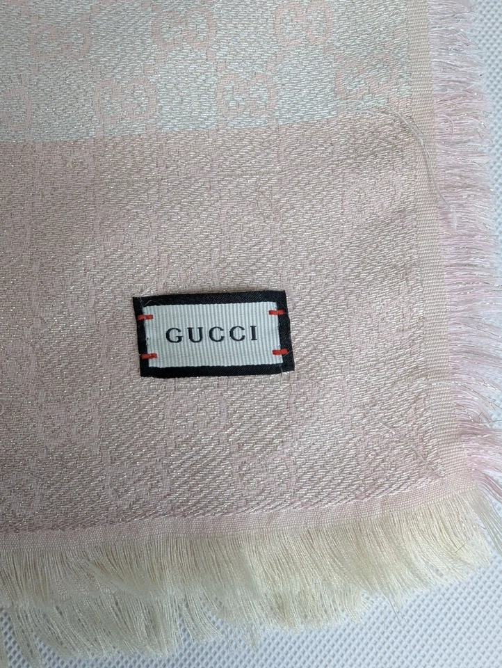 Gucci GG Jacquard Wool & Silk Shawl Wrap Multicolor Made in Italy. - Image 3 of 4
