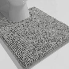 Light Grey Soft Cozy Plush Chenille Contour Bath Mat Bathroom Rug - 20" x 20"