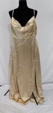 Azazie Women's Sarella A-Line Pleated Stretch Satin Dress AP2 Champagne Size:A16