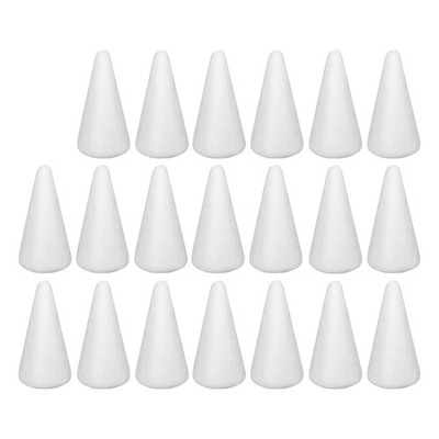 Foam Cones for DIY Arts and Crafts (2.08 x 3.7in, 20 Pack), White Polystyrene...