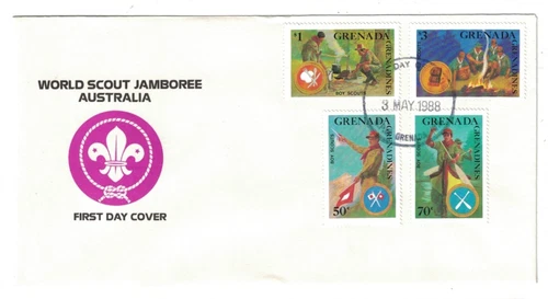 1988 FDC WORLD BOY SCOUT JAMBOREE AUSTRALIA 4 STAMPS CACHET