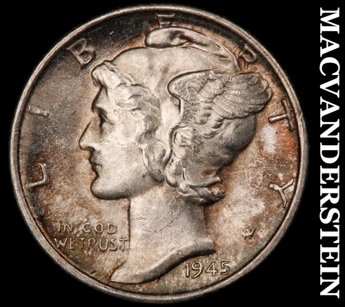 1945-D Mercury Dime- Silver- Choice Gem Brilliant Uncirculated Luster #J3121