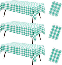 3 Packs Buffalo Disposable Table Cloth, 54 x 108 Inch Waterproof Plastic Tablecl