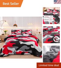 Camouflage Bedding Set, Colorful Pattern Style Twin Comforter Set, 3 PCS One ...