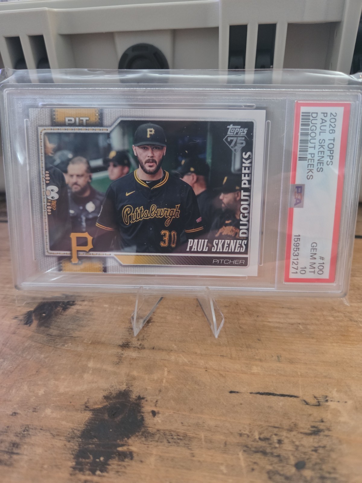 Topps 2026 Topps Celebration Paul Skenes Pirates Dugout Peeks #100 PSA 10