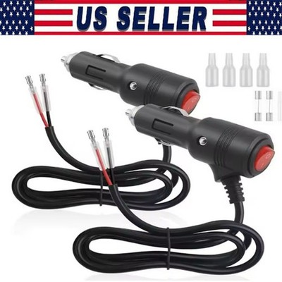 12-24V Fused LED Car Cigarette Lighter Plug Socket Cable Adapter w/ Switch Lot