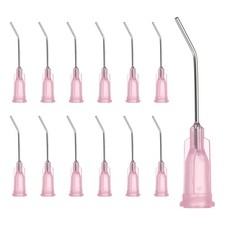 25Pcs 1Inch 20Ga 45° Angled Dispensing Needles, Pink