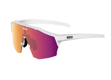 KOO Alibi Cycling Sunglasses - White Matte w/ Fuchsia Photochromic Lens