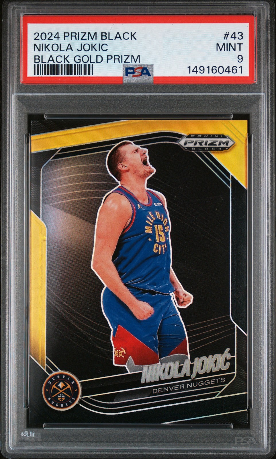 2024 PANINI PRIZM BLACK BLACK GOLD PRIZM #43 NIKOLA JOKIC 4/5 PSA 9