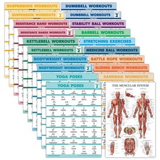Palace Learning 20 Pack - Exercise Poster Set: Dumbbell, Suspension, Battle R...