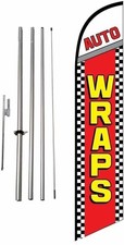 Auto Wraps 15 foot Outdoor Advertising Feather Banner Flag Kit with Pole and...